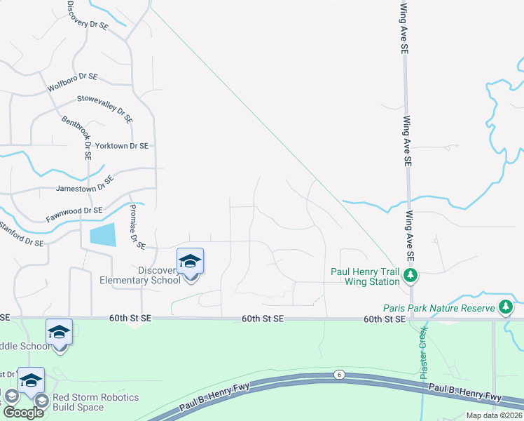 map of restaurants, bars, coffee shops, grocery stores, and more near 2683 60th Street Southeast in Kentwood