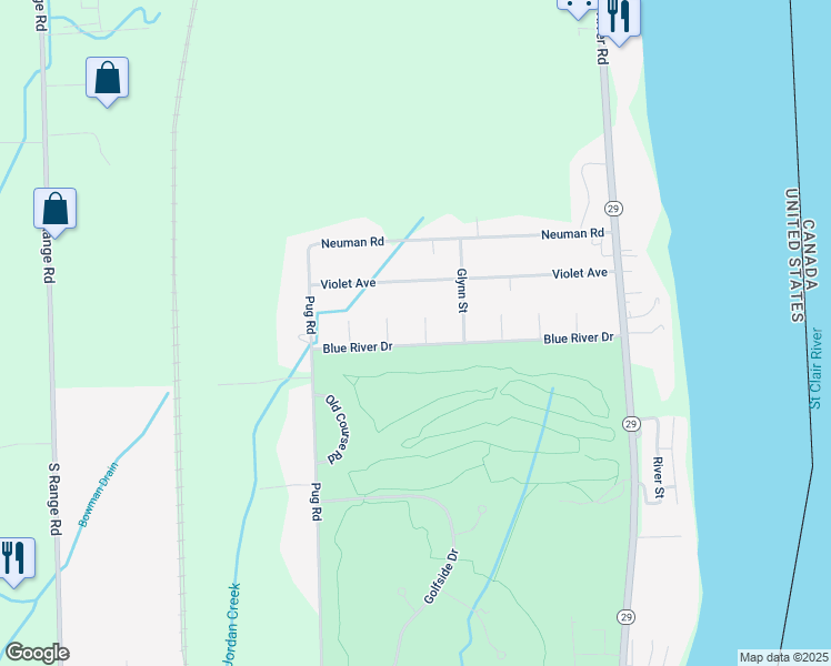 map of restaurants, bars, coffee shops, grocery stores, and more near 1590 Horizon Court in Saint Clair