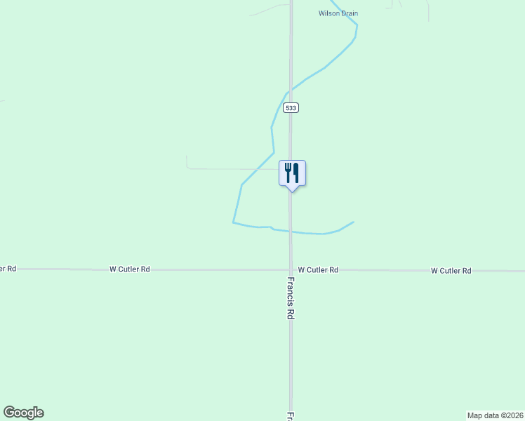 map of restaurants, bars, coffee shops, grocery stores, and more near 10880 Francis Road in DeWitt