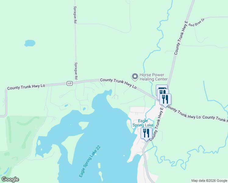 map of restaurants, bars, coffee shops, grocery stores, and more near W347S10159 Upper Clarks Park Road in Eagle