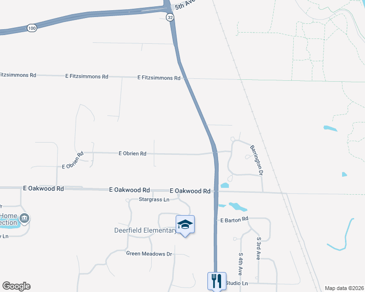 map of restaurants, bars, coffee shops, grocery stores, and more near 3908 East Obrien Road in Oak Creek