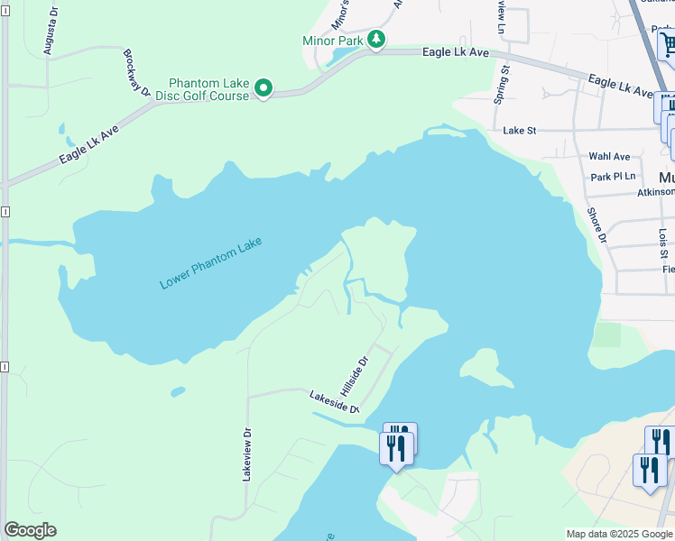 map of restaurants, bars, coffee shops, grocery stores, and more near W302S10171 Oconee Drive in Mukwonago