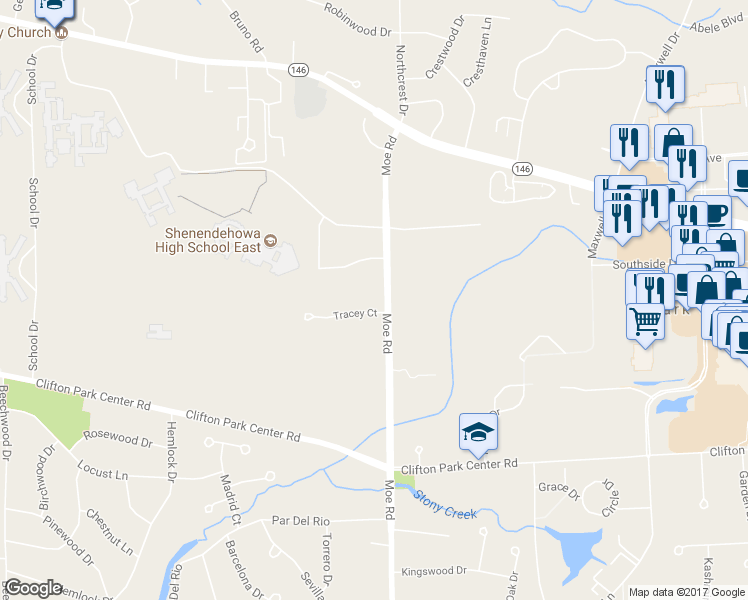 map of restaurants, bars, coffee shops, grocery stores, and more near 492 Moe Road in Saratoga County