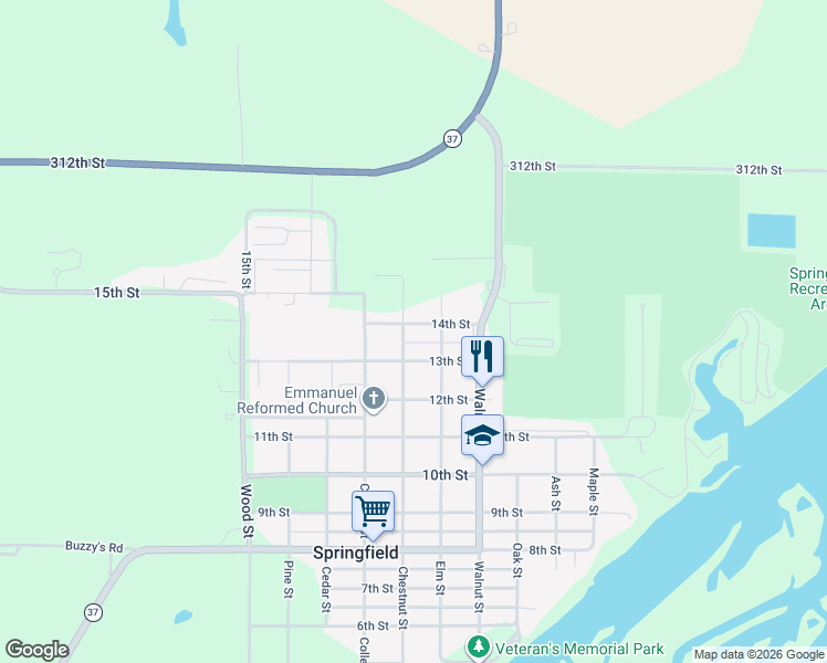 map of restaurants, bars, coffee shops, grocery stores, and more near 700-798 14th Street in Springfield