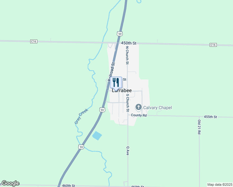 map of restaurants, bars, coffee shops, grocery stores, and more near 105 South Main Street in Larrabee