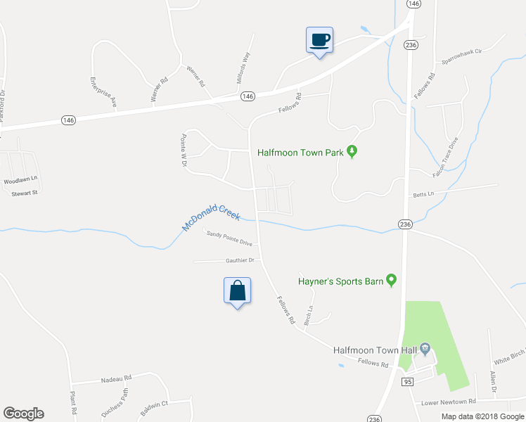 map of restaurants, bars, coffee shops, grocery stores, and more near 2 Treasure Lane in Saratoga County