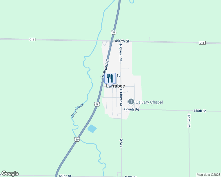 map of restaurants, bars, coffee shops, grocery stores, and more near 105 South Main Street in Larrabee
