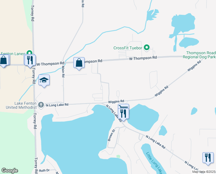 map of restaurants, bars, coffee shops, grocery stores, and more near 11386 Harbor Cove in Fenton Township
