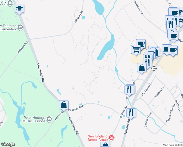 map of restaurants, bars, coffee shops, grocery stores, and more near 79 Winterwood Drive in Londonderry