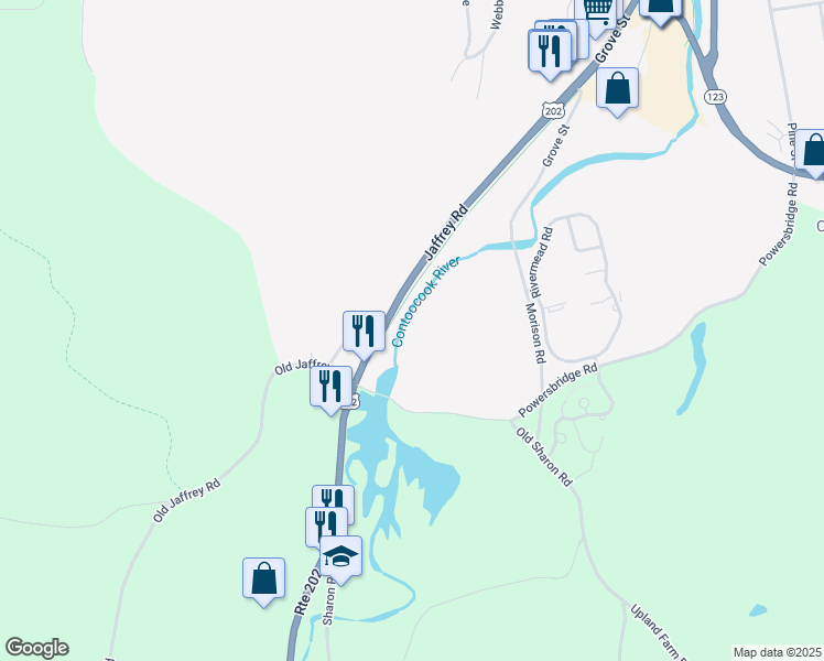 map of restaurants, bars, coffee shops, grocery stores, and more near 50 Jaffrey Road in Peterborough