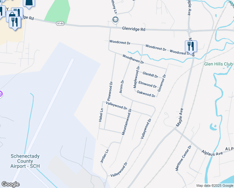 map of restaurants, bars, coffee shops, grocery stores, and more near 125 Acorn Drive in Schenectady