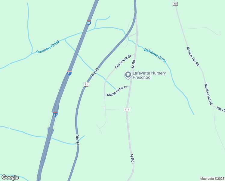 map of restaurants, bars, coffee shops, grocery stores, and more near 5925 Maple Grove Drive in Tully