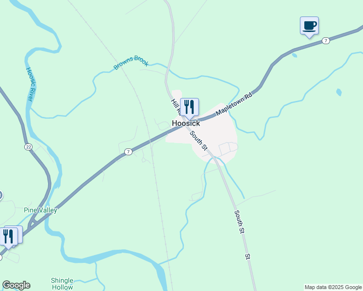 map of restaurants, bars, coffee shops, grocery stores, and more near in Hoosick