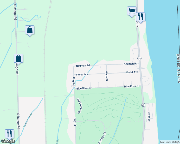 map of restaurants, bars, coffee shops, grocery stores, and more near 4190 Violet Avenue in Saint Clair