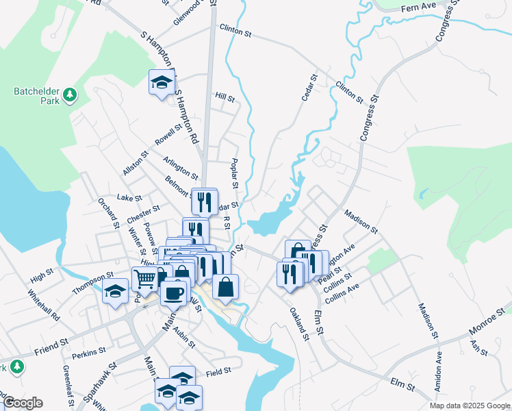 map of restaurants, bars, coffee shops, grocery stores, and more near 7 Cedar Court in Amesbury