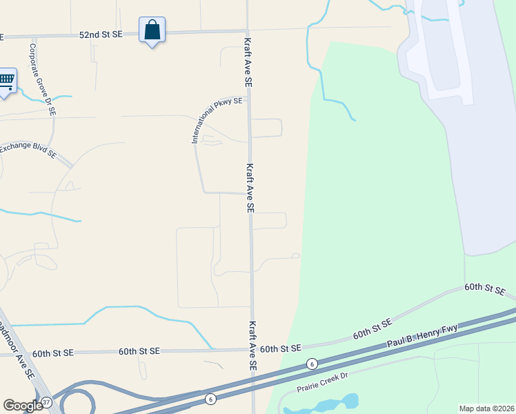 map of restaurants, bars, coffee shops, grocery stores, and more near 5680 Kraft Avenue Southeast in Grand Rapids