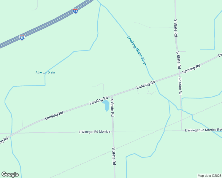 map of restaurants, bars, coffee shops, grocery stores, and more near 1593 Lansing Road in Morrice