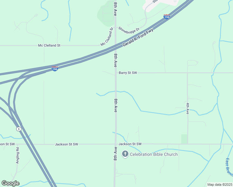 map of restaurants, bars, coffee shops, grocery stores, and more near 5066 8th Avenue in Grandville