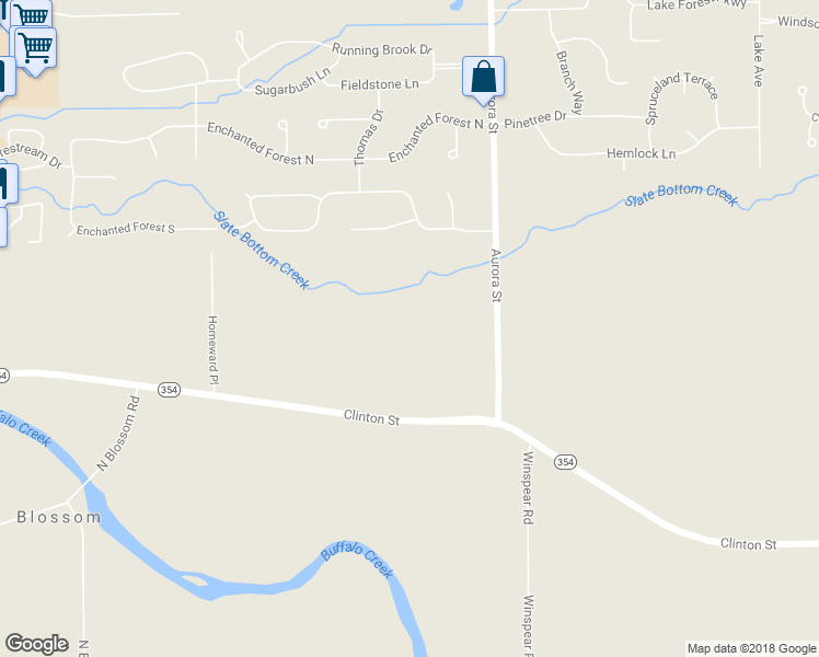 map of restaurants, bars, coffee shops, grocery stores, and more near 5531 Clinton Street in Erie County