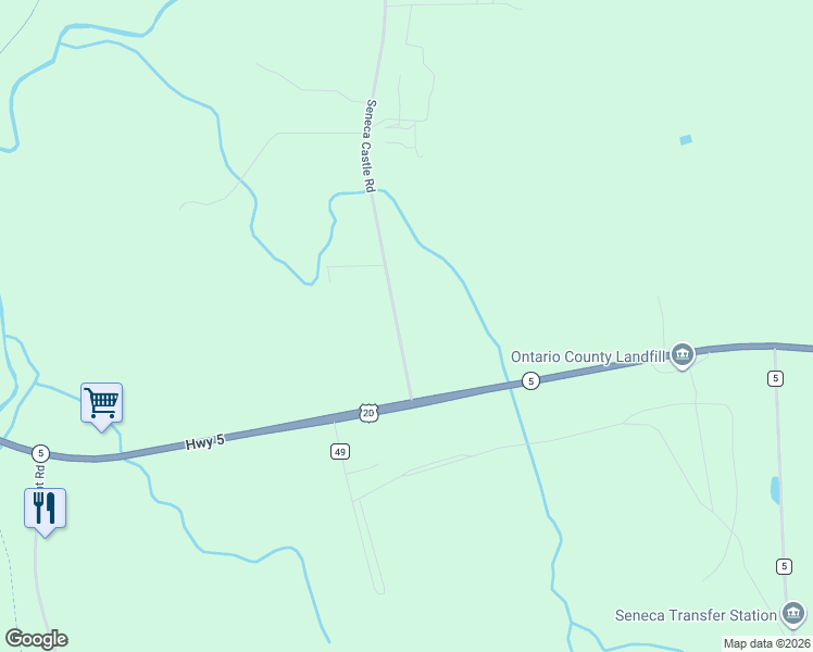 map of restaurants, bars, coffee shops, grocery stores, and more near 3515 Seneca Castle Road in Stanley