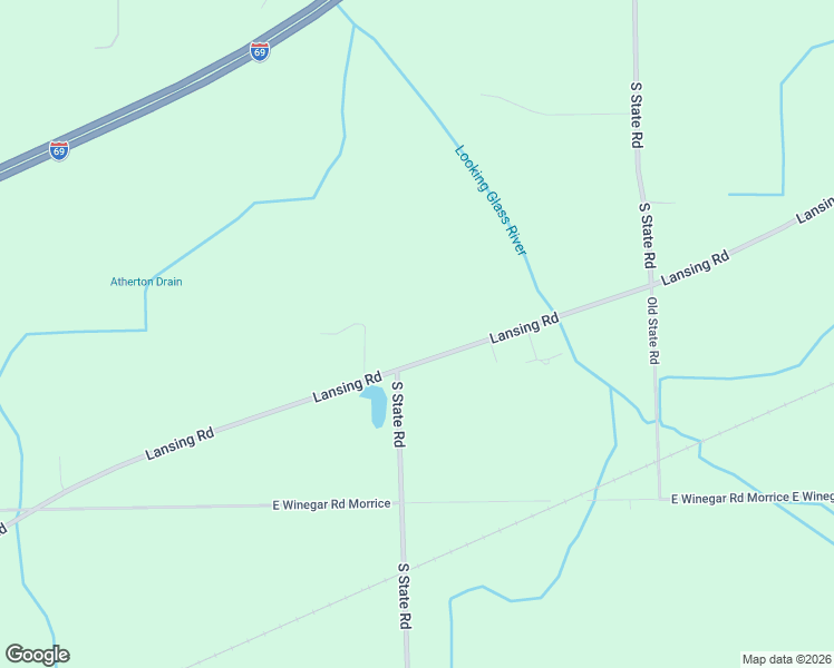 map of restaurants, bars, coffee shops, grocery stores, and more near 1593-1749 Lansing Road in Morrice