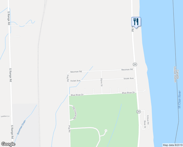 map of restaurants, bars, coffee shops, grocery stores, and more near 4165 Neuman Road in Saint Clair