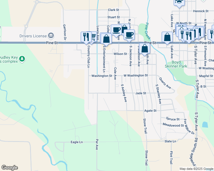 map of restaurants, bars, coffee shops, grocery stores, and more near 343 Colter Loop in Pinedale