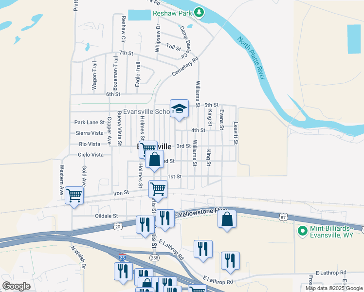 map of restaurants, bars, coffee shops, grocery stores, and more near 400 3rd Street in Evansville