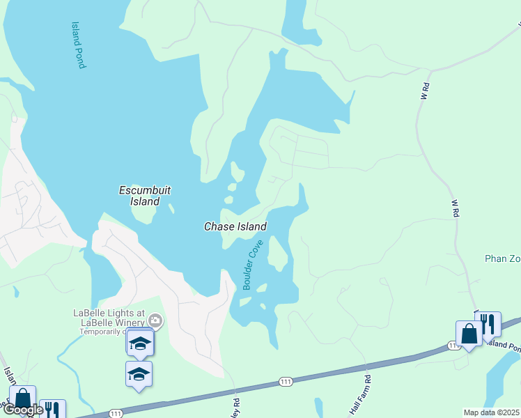 map of restaurants, bars, coffee shops, grocery stores, and more near 10C Chase Island in Atkinson