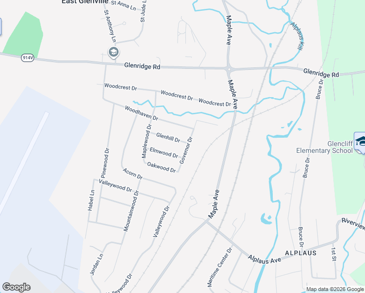 map of restaurants, bars, coffee shops, grocery stores, and more near 103 Glenhill Drive in Schenectady