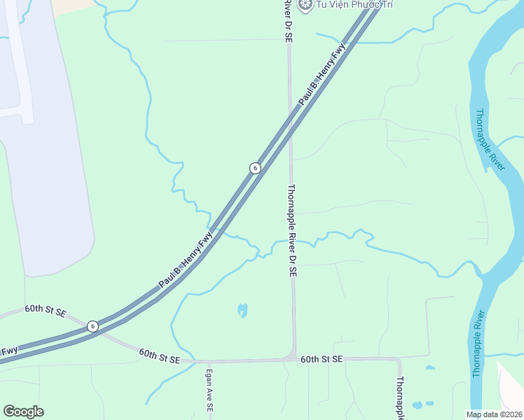 map of restaurants, bars, coffee shops, grocery stores, and more near 5601 Thornapple River Drive Southeast in Grand Rapids
