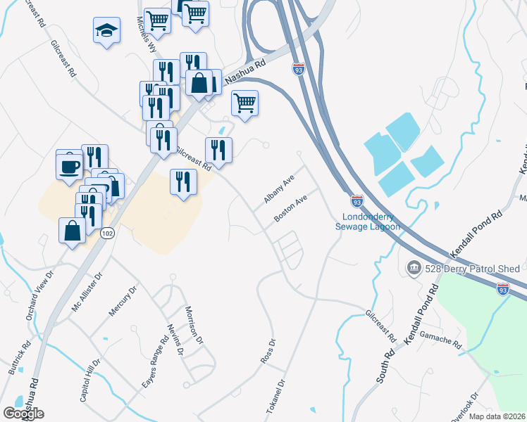 map of restaurants, bars, coffee shops, grocery stores, and more near 44 Gilcreast Road in Londonderry