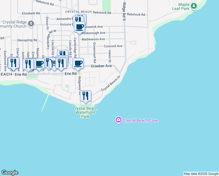 map of restaurants, bars, coffee shops, grocery stores, and more near 3765 Crystal Beach Drive in Fort Erie