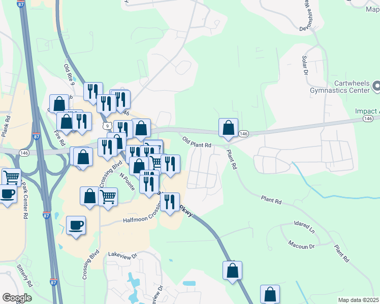 map of restaurants, bars, coffee shops, grocery stores, and more near 2 Martindale Court in Saratoga County