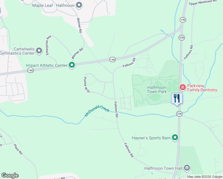 map of restaurants, bars, coffee shops, grocery stores, and more near 4A Sunny Pointe Drive in Saratoga County