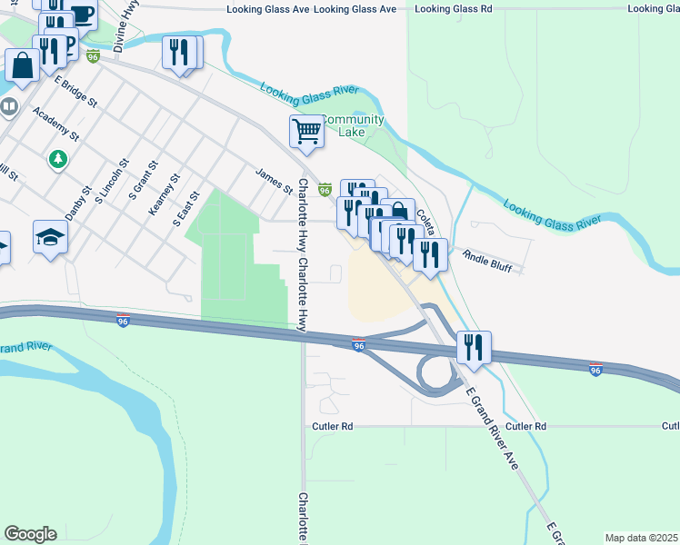 map of restaurants, bars, coffee shops, grocery stores, and more near 309 Charlotte Highway in Portland