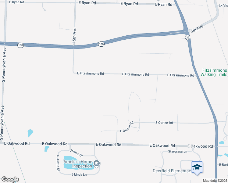 map of restaurants, bars, coffee shops, grocery stores, and more near 3431 East Fitzsimmons Road in Oak Creek