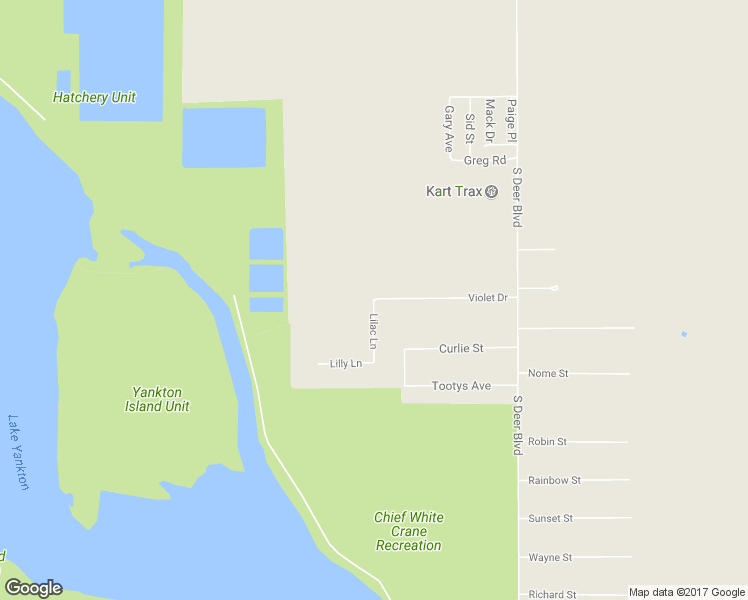 map of restaurants, bars, coffee shops, grocery stores, and more near Lilac Lane in Yankton