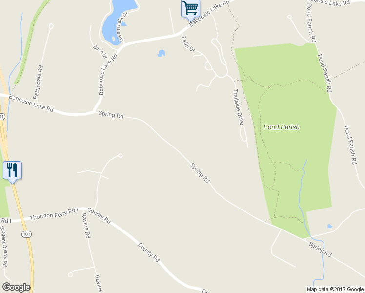 map of restaurants, bars, coffee shops, grocery stores, and more near 28 Spring Road in Amherst