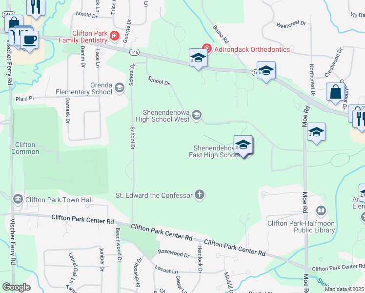 map of restaurants, bars, coffee shops, grocery stores, and more near 970 Highway 146 in Saratoga County