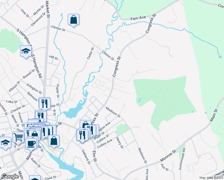 map of restaurants, bars, coffee shops, grocery stores, and more near 1 Lonvale Lane in Amesbury