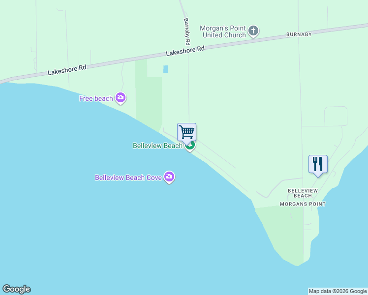map of restaurants, bars, coffee shops, grocery stores, and more near 11605 Beach Road West in Regional Municipality of Niagara