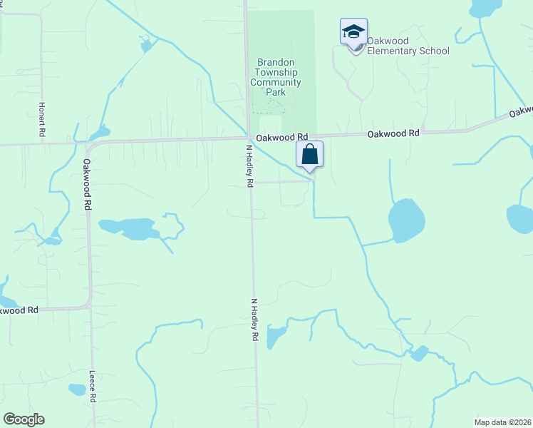 map of restaurants, bars, coffee shops, grocery stores, and more near 780 North Hadley Road in Brandon Township