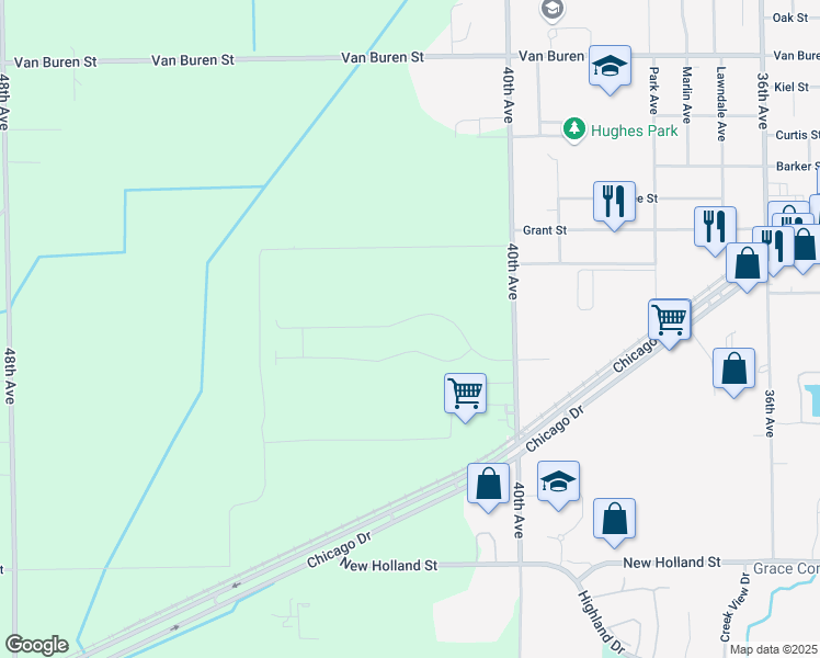 map of restaurants, bars, coffee shops, grocery stores, and more near 4137 Cottage Trail in Hudsonville