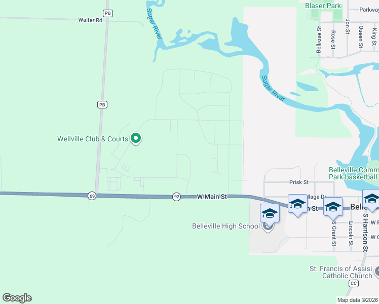 map of restaurants, bars, coffee shops, grocery stores, and more near 7270 Wisconsin 69 in Belleville