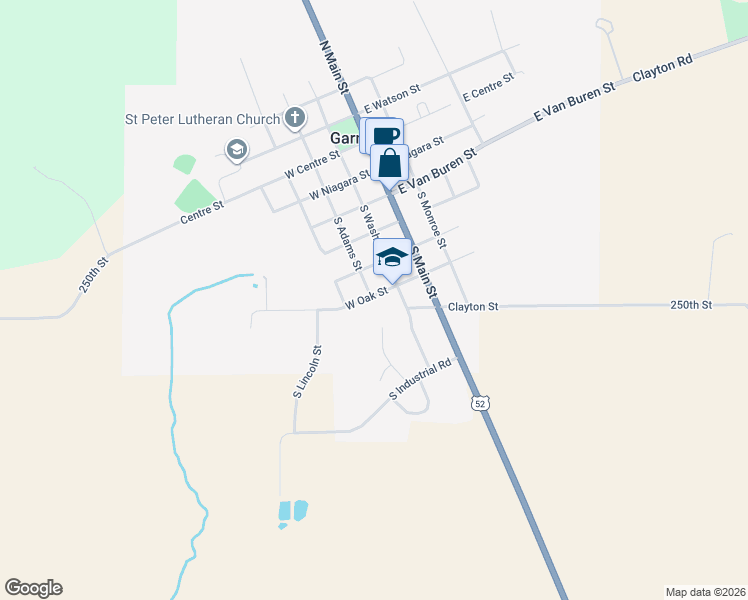 map of restaurants, bars, coffee shops, grocery stores, and more near 400-498 South Adams Street in Garnavillo