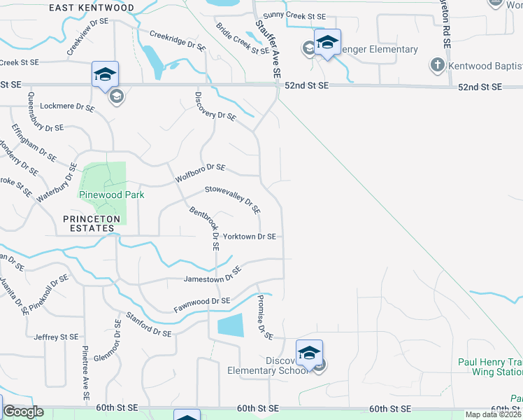 map of restaurants, bars, coffee shops, grocery stores, and more near 2261 Stowevalley Drive Southeast in Kentwood