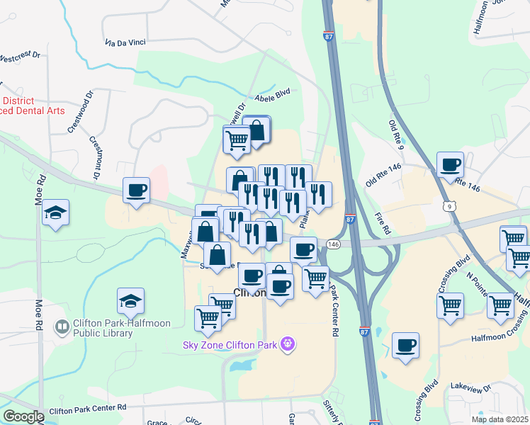 map of restaurants, bars, coffee shops, grocery stores, and more near 950 Old Route 146 in Saratoga County