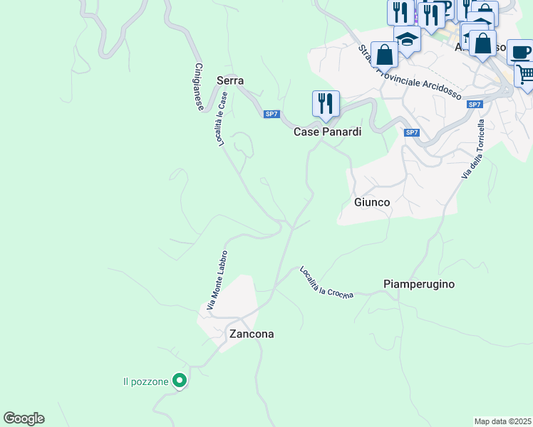 map of restaurants, bars, coffee shops, grocery stores, and more near 6 Località le Case in Provincia di Grosseto