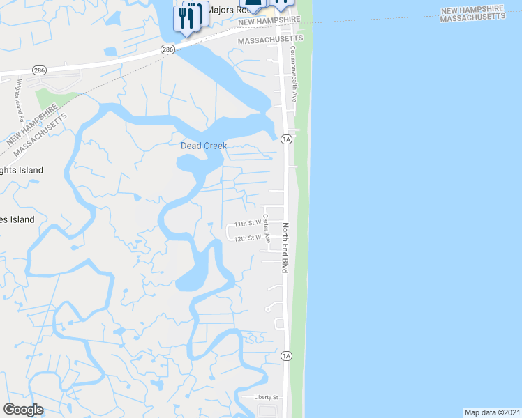 map of restaurants, bars, coffee shops, grocery stores, and more near 21 Carter Avenue in Salisbury